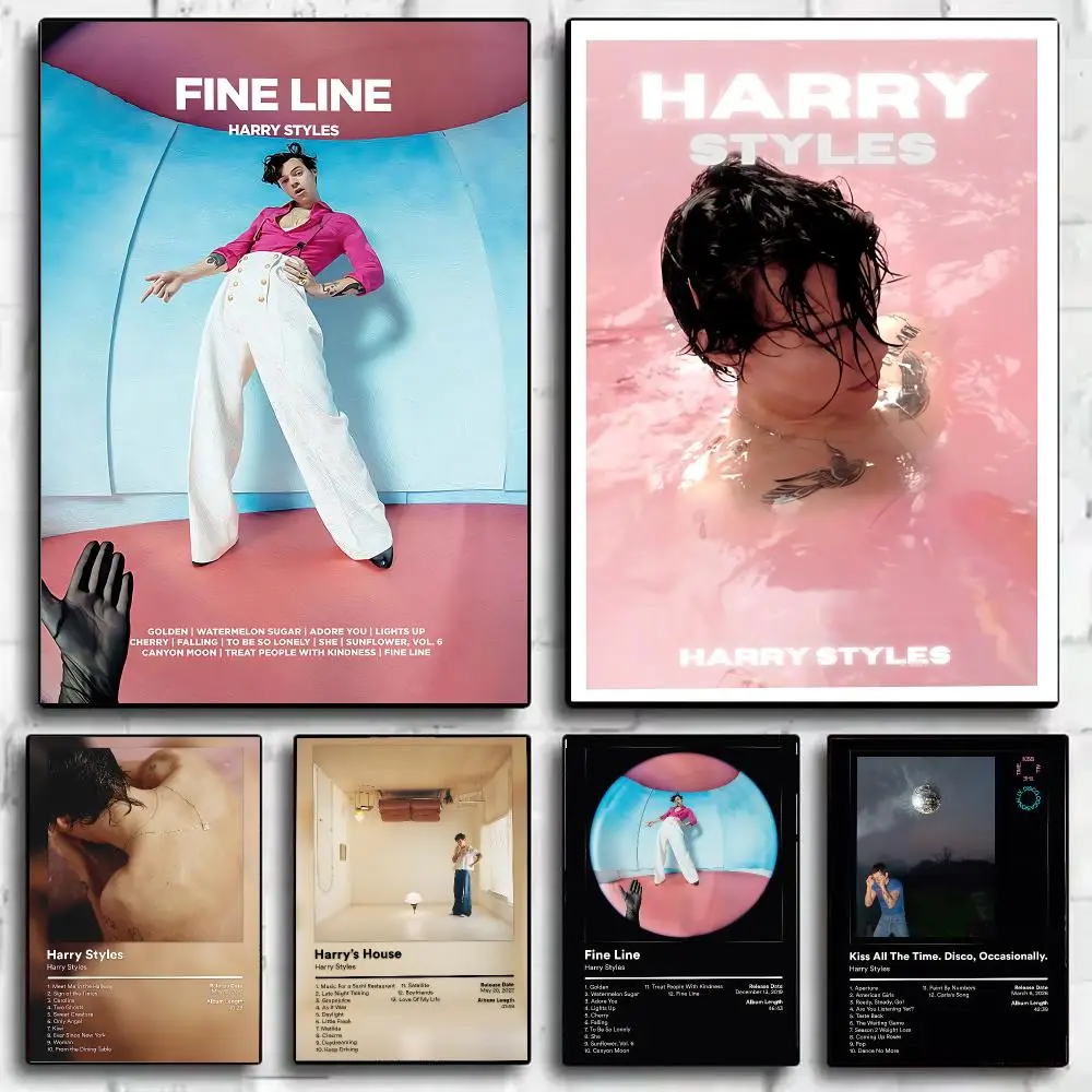 Pop Singer H-Harry S-Styles Poster Wall Art Print Sticker for Bedroom Living Room Dorm Office Modern Home Decor