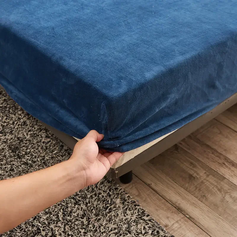 Winter Plush Elastic Fitted Sheet Double Bed Sheet Soft Warm Velvet Bedspread Mattress Cover Bed Linen Protector Twin Queen King