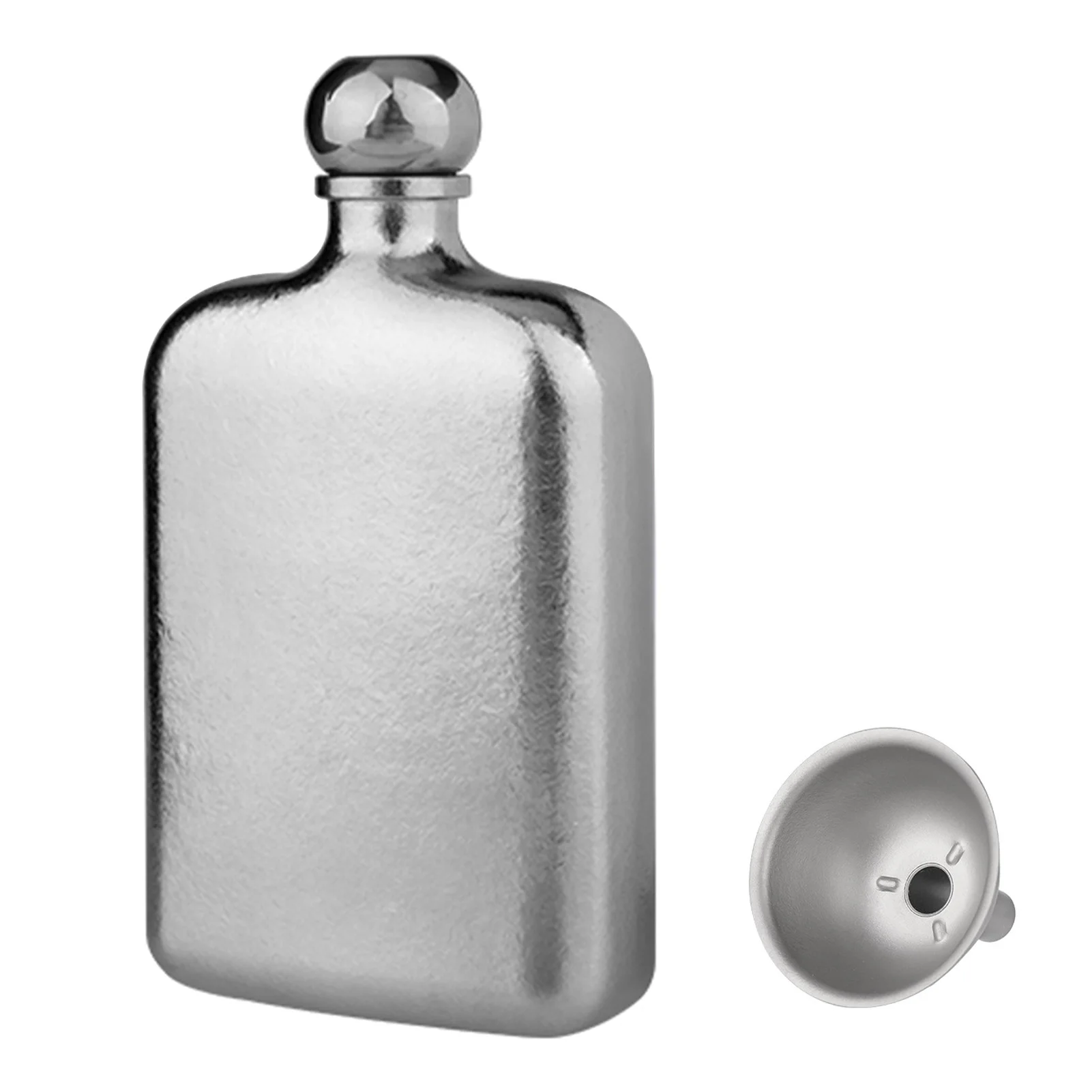 230ml Titanium Flask with Funnel Ultra-Light Portable Wine Flask Whiskey Flask for Men Screw Cap Seal Drink Bottle