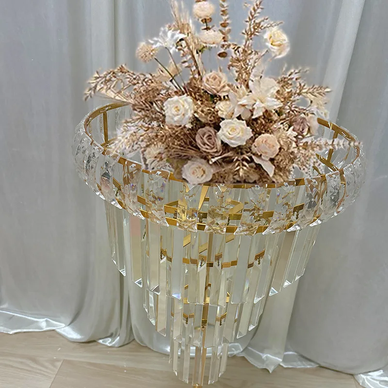 8pcs Acrylic Crystal Ice Bar Flower Display Wedding Hall Table Decor Hotel Floral Arrangement Ornaments Props