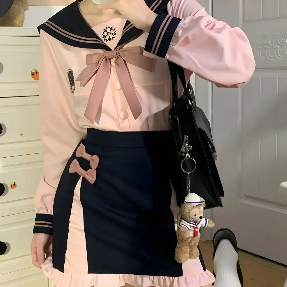 Cherry JK-uniforme escolar japonés, traje de marinero de estilo coreano, trajes para niñas, falda que cubre la cadera, disfraces de Anime COS para mujeres