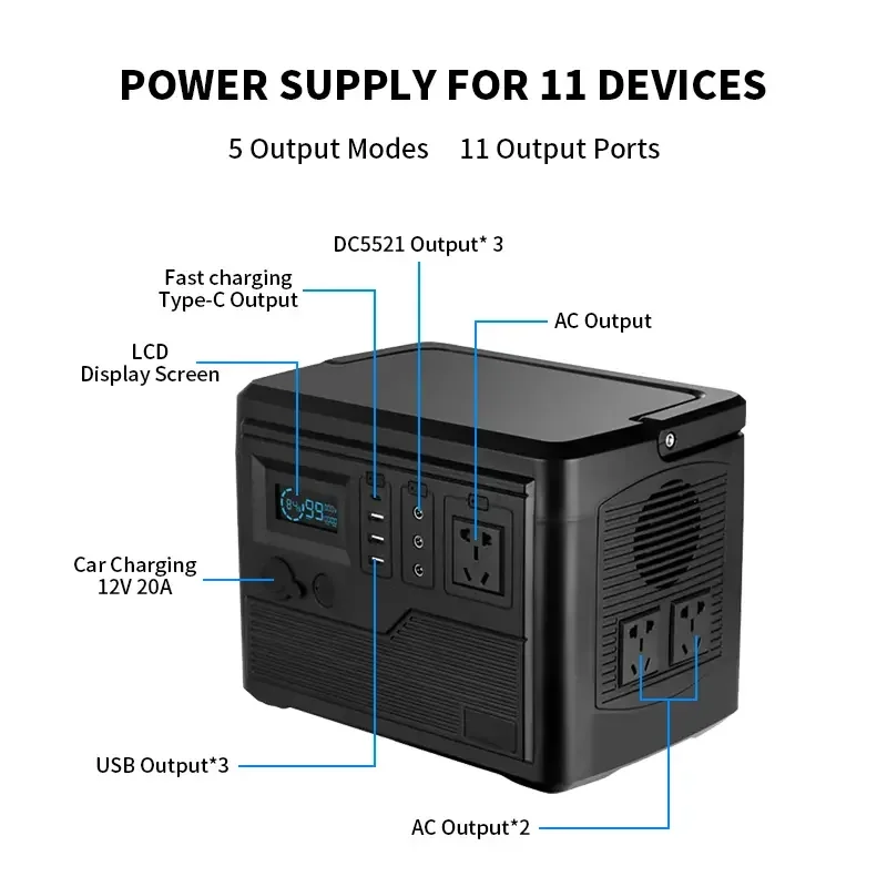 Customizable 1000w 550Wh Portable Power Station Generator for Home Camping Outdoor Travel Laptop Power Supply Emergency