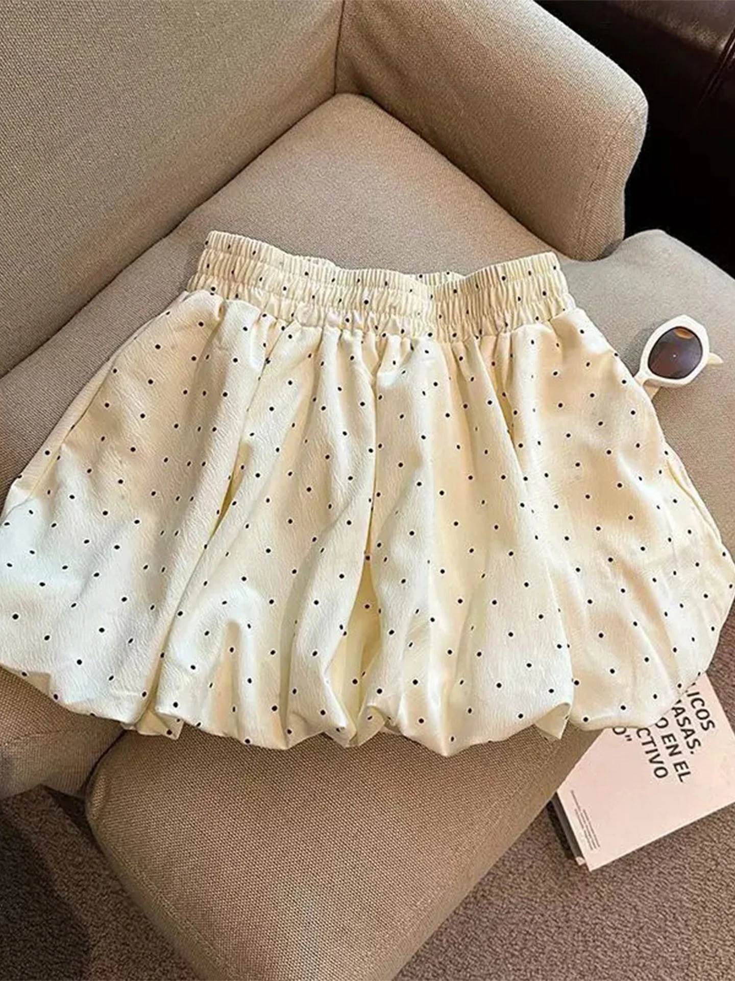 Sweet Polka Dot Bloomer Shorts Skirt Women Summer Super Beautiful Puffy A-Line Cloud Lantern Half-length Anti-exposure Skirt