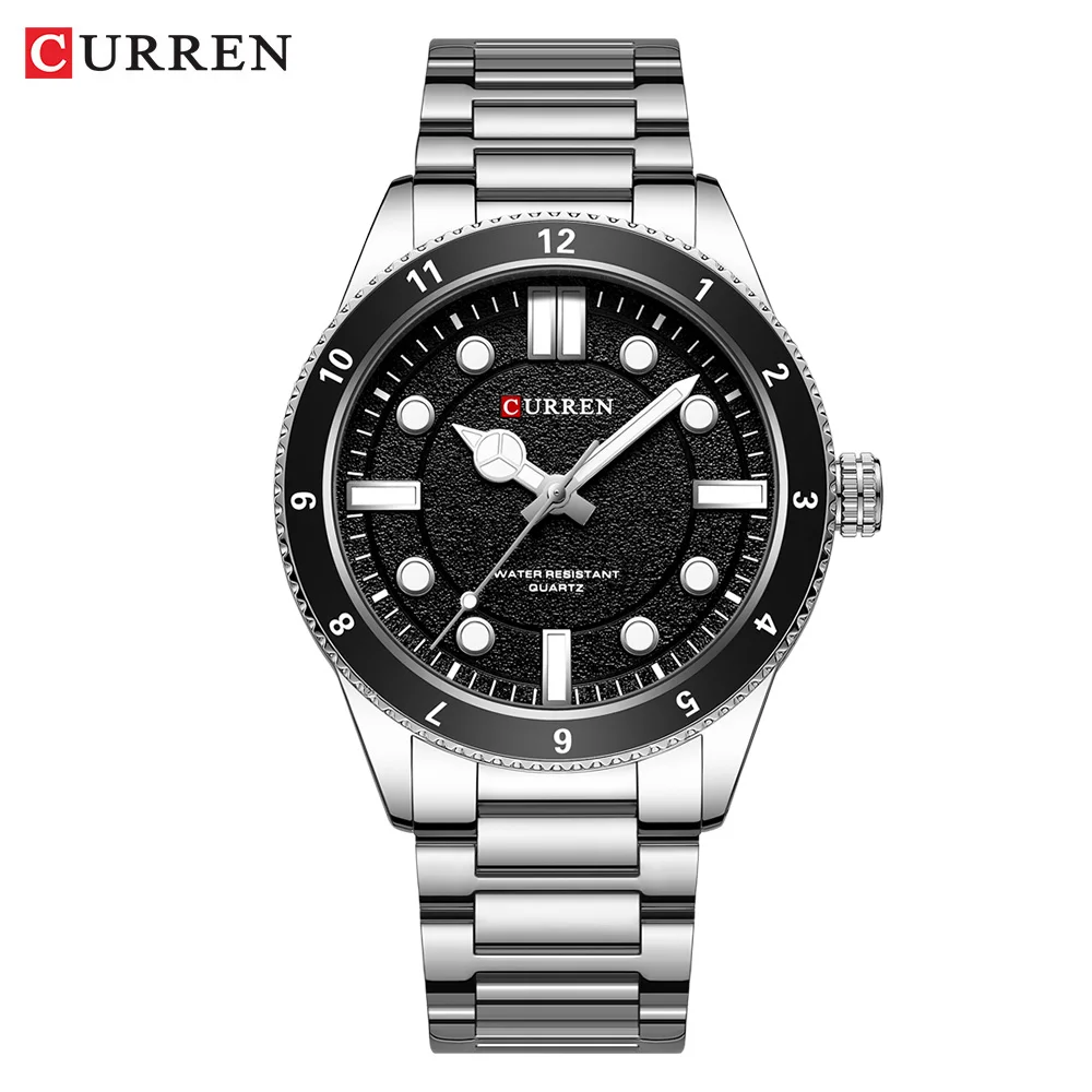 CURREN Casual Business Quartz Wristwatches Round Luminous Hands Stainless Steel Strap Watch Men\'s