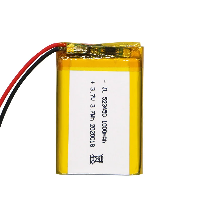 523450 3.7V 1000mAh Polymer Lithium Battery Jst PH 2.0mm 2pin Plug for Electric Beauty Instrument Bluetooth Headset Speaker