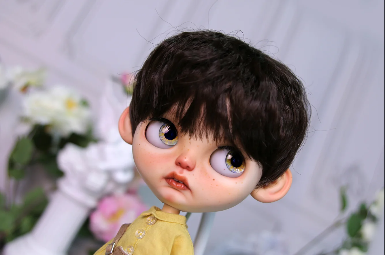 Blythes doll hair is suitable for 1/6 size stylish sunny and handsome easy to roll high temperature silk, puff, foam and golden