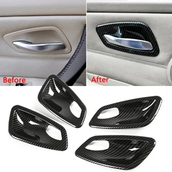 4pcs Carbon Fiber Style Interior Door Handle Bowl Cover Trim For BMW E90 E91 M3 Sedan 2005 2006 2007 2008 2009 2010 2011 2012