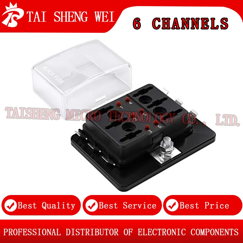 Brand new and original 1PCS 6-way/10-way Car Fuse Box with LED Warning Light, Plug-in Fuse Holder, One In Multiple Out