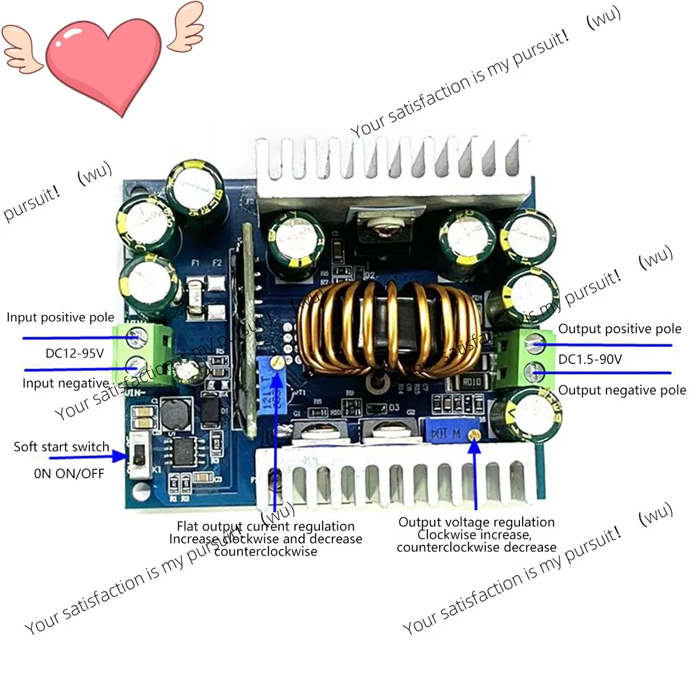 500W Adjustable Step-Down Power Module DC 12-95V to 1.5-90V 18A Constant Voltage/Constant Current Buck Converter LED Driver