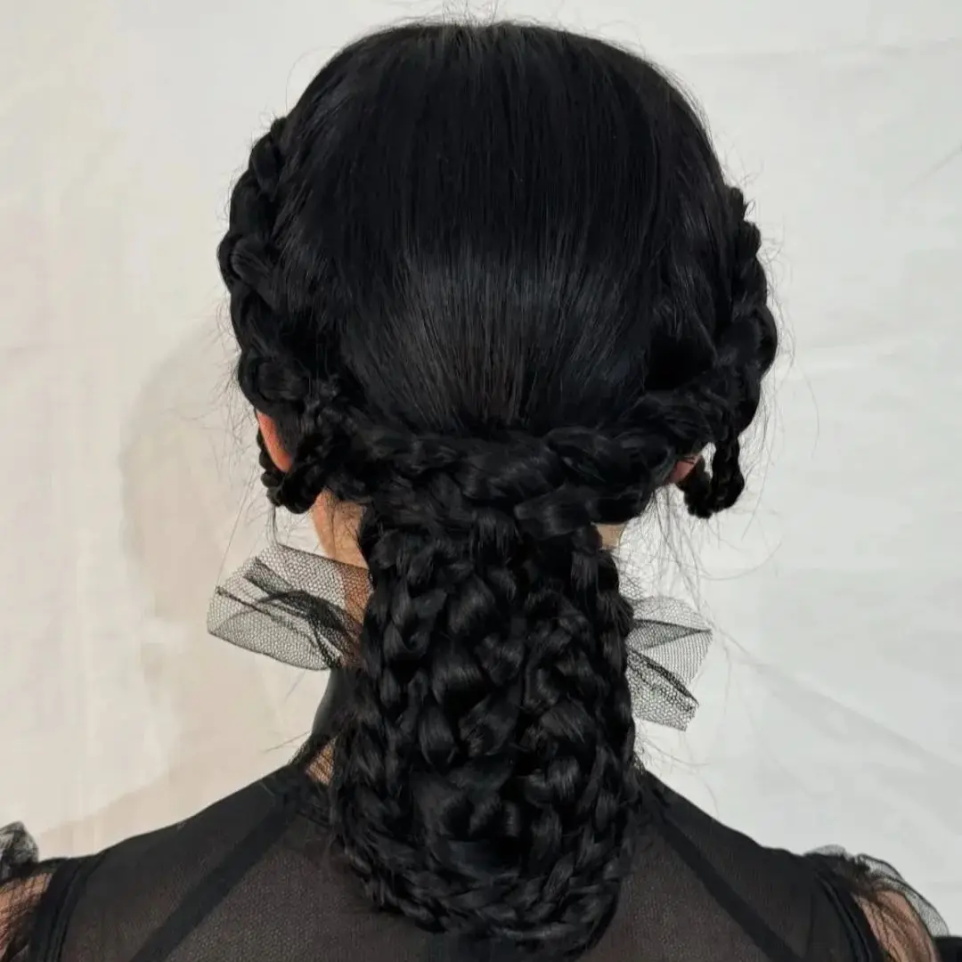 Quarta-feira cosplay peruca dança festa peruca trança trançado penteado cabelo para festa de halloween adulto feminino role play