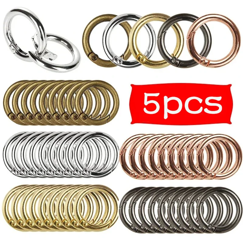 5Pcs/set 8 Colors Metal O Ring Spring Clasp Openable Round Carabiner Keychain Clips Hook Dog Chain DIY Jewelry Buckle Connector