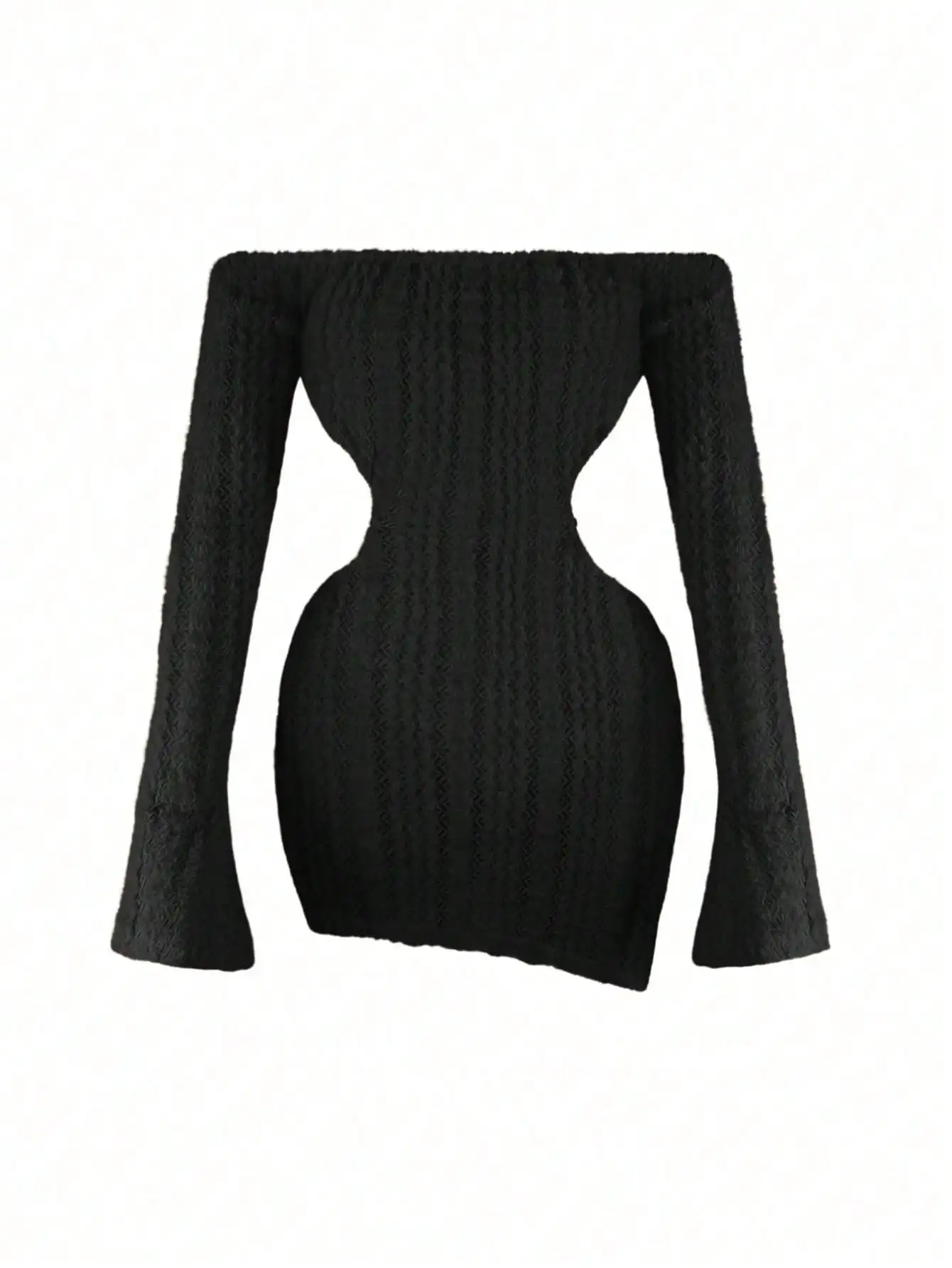 Minifalda de punto blanca de manga larga con hombros descubiertos para mujer, vestido de fiesta con detalles de corte, minifalda de verano