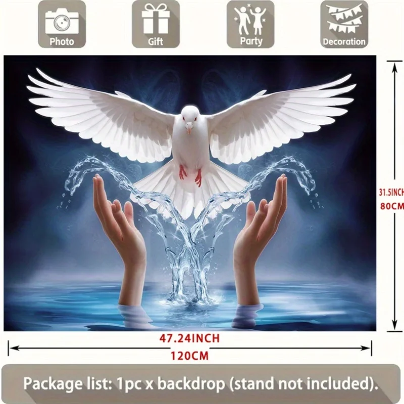 1pc White Dove Rising From Water Hands Peace Symbol Spiritual Tapestry Religious Wall Art Home DecorDivine Light BackgroundPrint