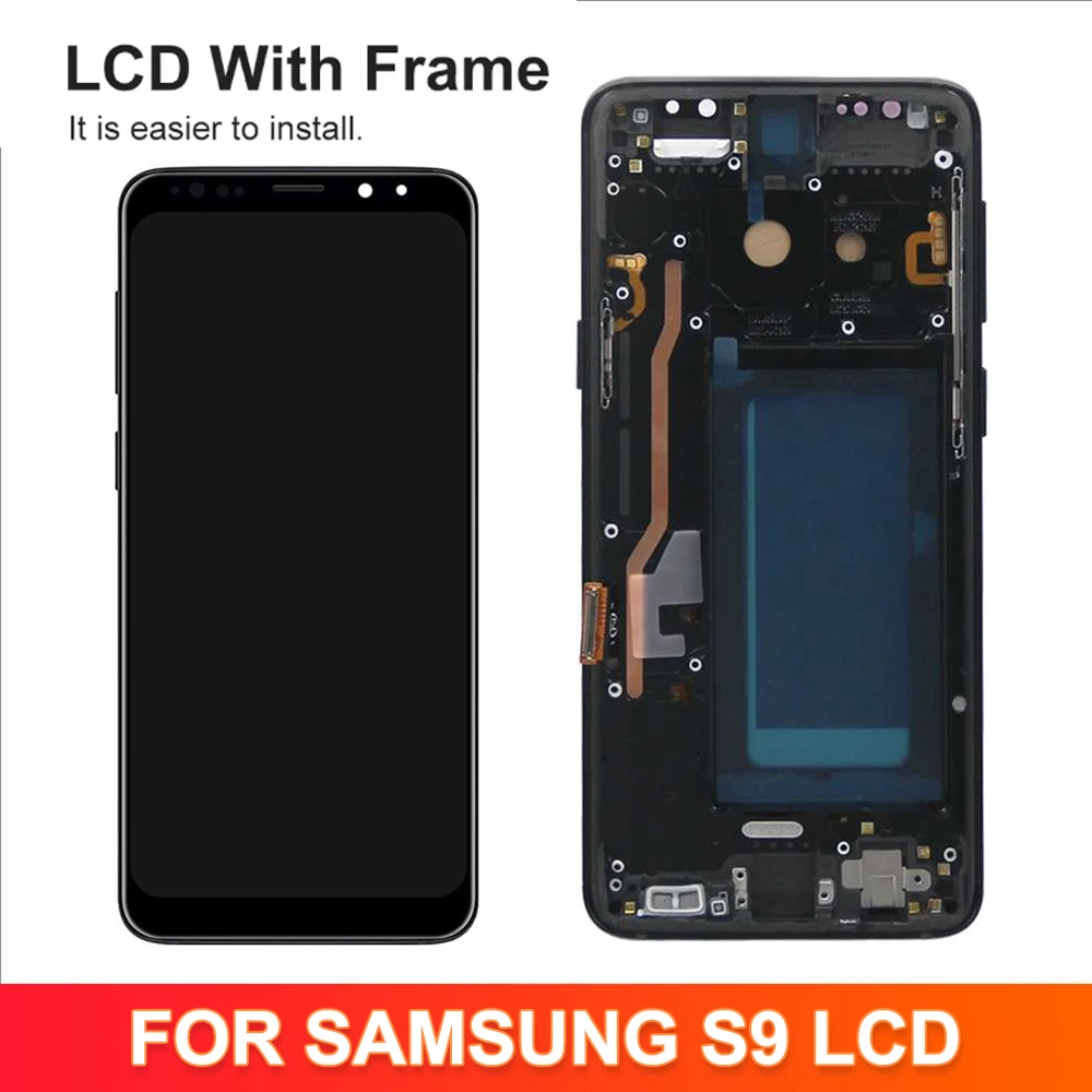 Pantalla 100% probada para Samsung Galaxy S9, montaje de pantalla táctil LCD, digitalizador SM-G960FD S9 G960, pantalla con marco de repuesto