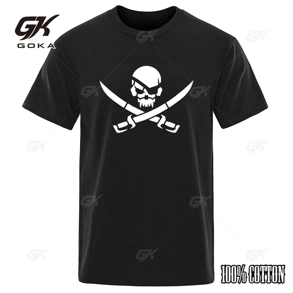 

Pirate Skull Logo Funny Print T-Shirts Men Women Loose Tshirs Breathable Summer T-Shirts 100% Cotton Oversize Casual Tee