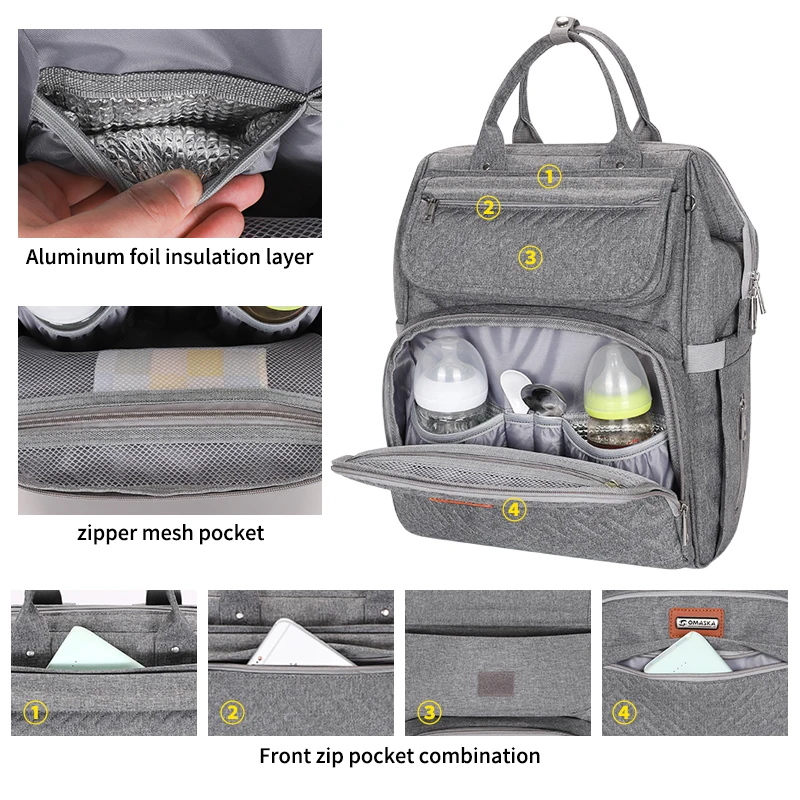 Multiple Function Bed Mommy Diaper Bag Mochila para panales para panales Outdoor Travel Bags Baby Crib Nappy Diaper Backpack Bag