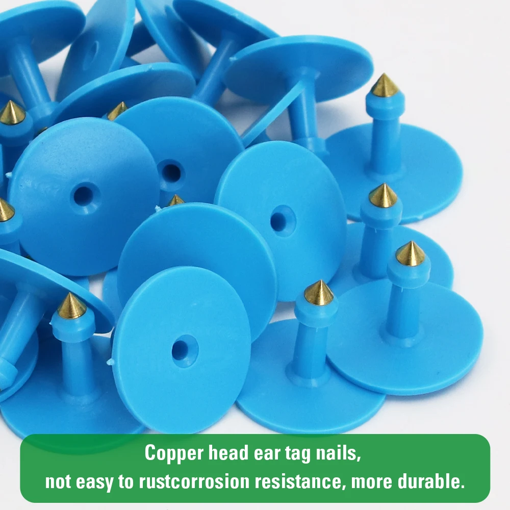 100個入り ヤギ 羊 ウサギ 豚 耳標 レーザー刻印銅製ヘッド付き 農場動物識別カードツール 8色 001-500