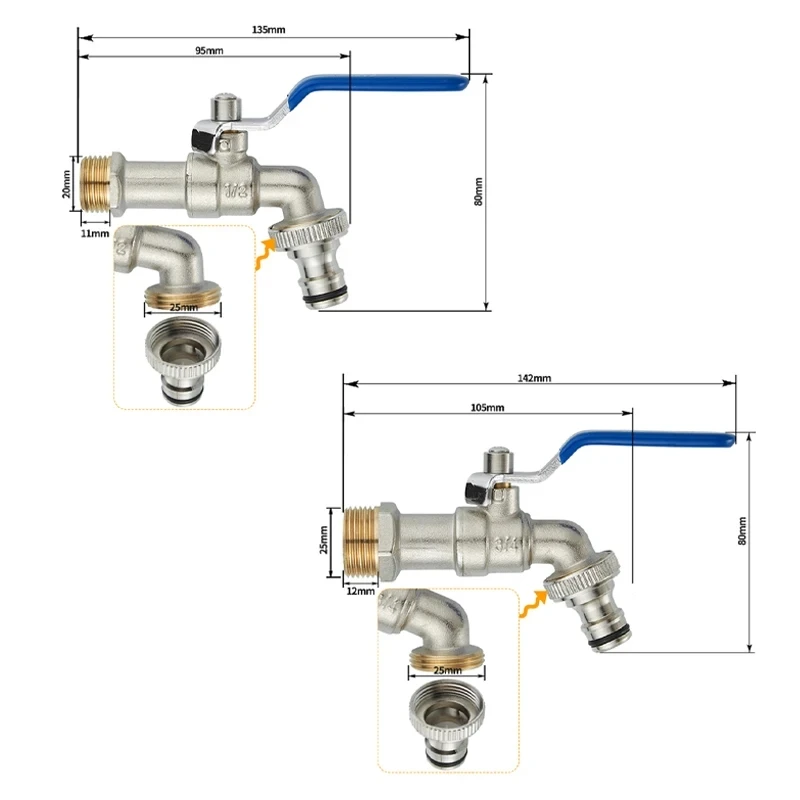 Wall Mounted Faucet Garden Courtyard Copper Outdoor Anti Freezing Single Cold Water G1/2'G3/4 ''Multifunctional High Flow Faucet