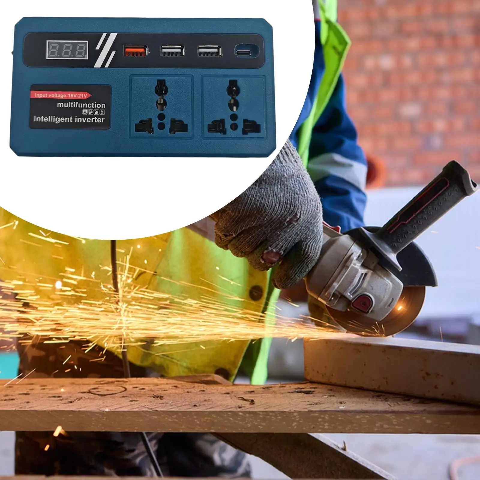 

Power Inverter Equipment Household 18-21V to 220V Tool Outdoor Work Inverter