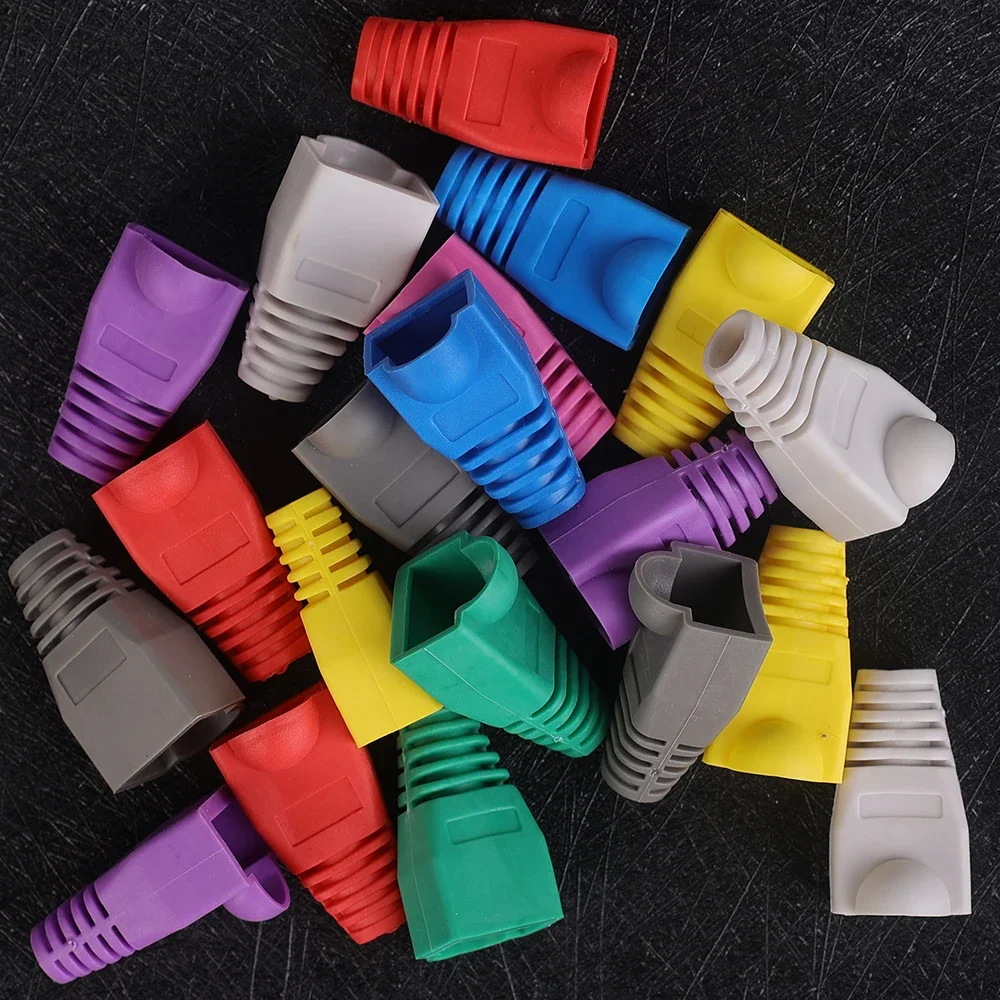 50/30/10PCS RJ45 Ethernet Cable Connector Plug Cover Cat5 Cat6 Network Cable Strain Relief Boots Protectors Protective Sleeve