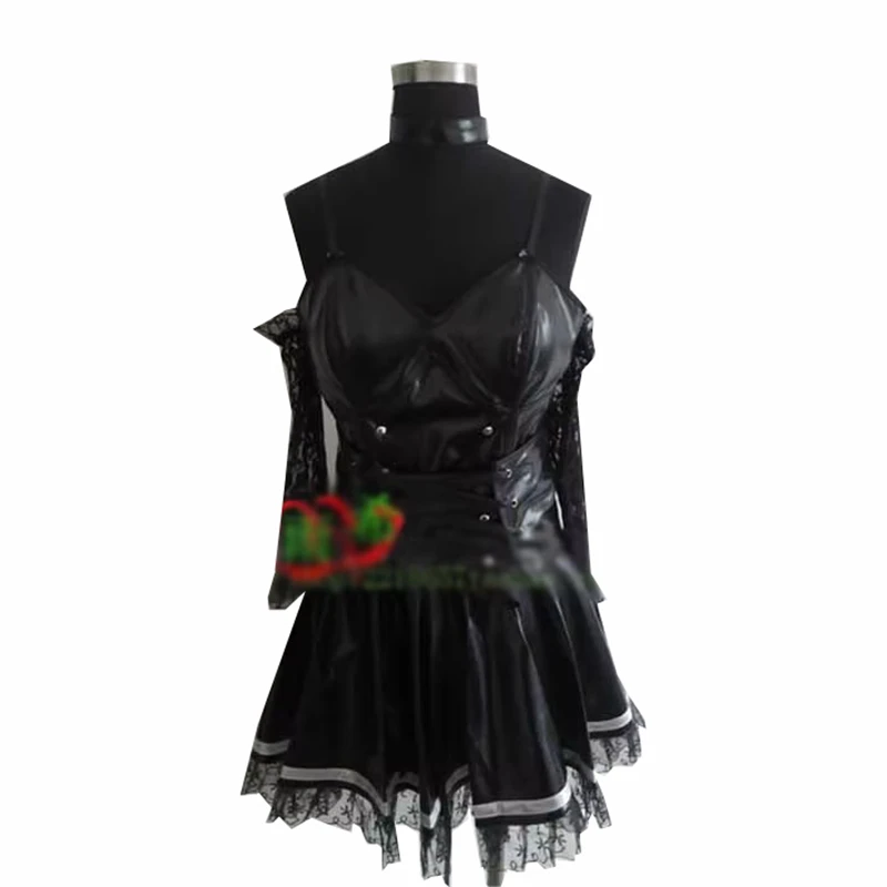 Misa Amane Imitation Leather Dress Sexy Uniform Cosplay Costumes dress+gloves+socks+neck accessory+necklace