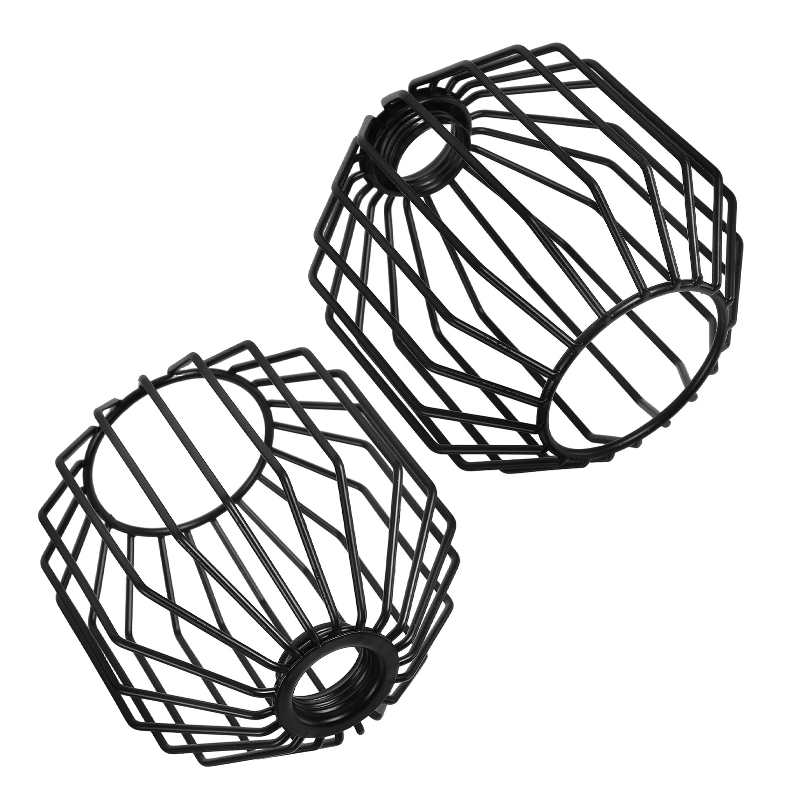 

2Pcs Industrial Wire Lampshade Iron Birdcage Frame Metal Pendant Light Cover Replacement for Dining Room Living Space Decor
