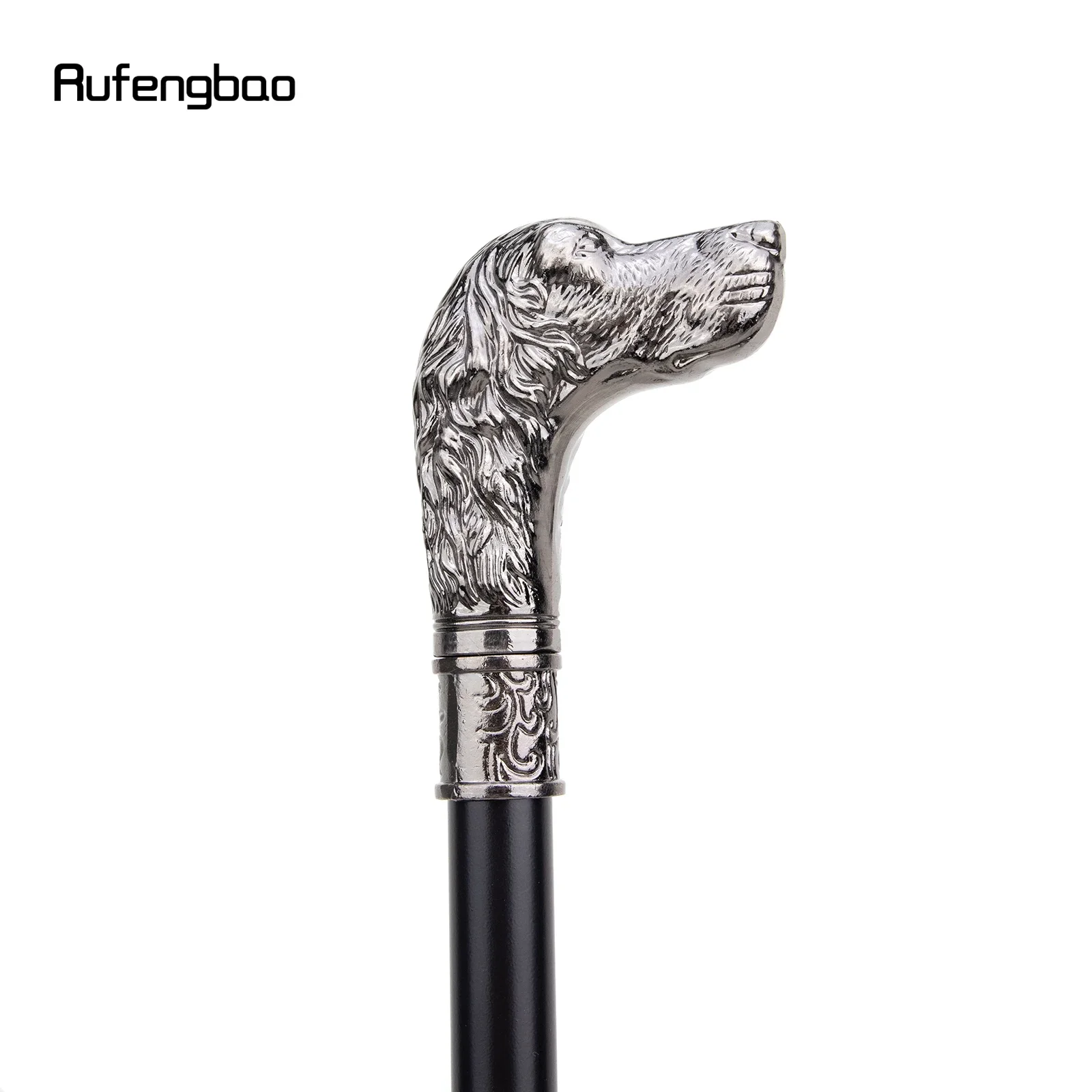 Sliver Loyal Dog Head Single Joint Fashion Walking Stick Decorative Vampire Cospaly Party Walking Cane Halloween Crosier 93cm