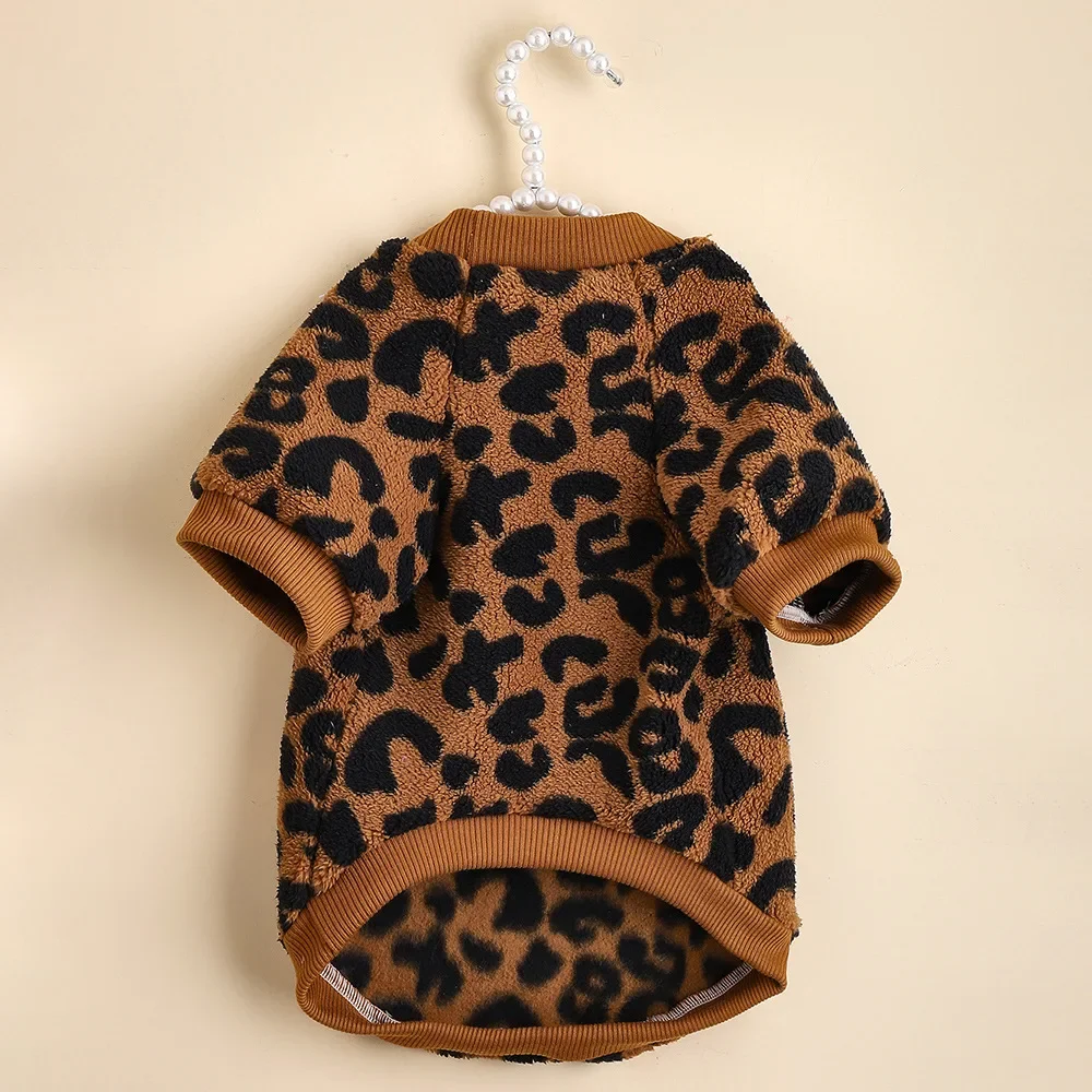 Puppy Pullover Dogs Pet Sweater Winter Leopard Print French Bulldog Winter Warm Sweater Pet Apparel Dog Clothing