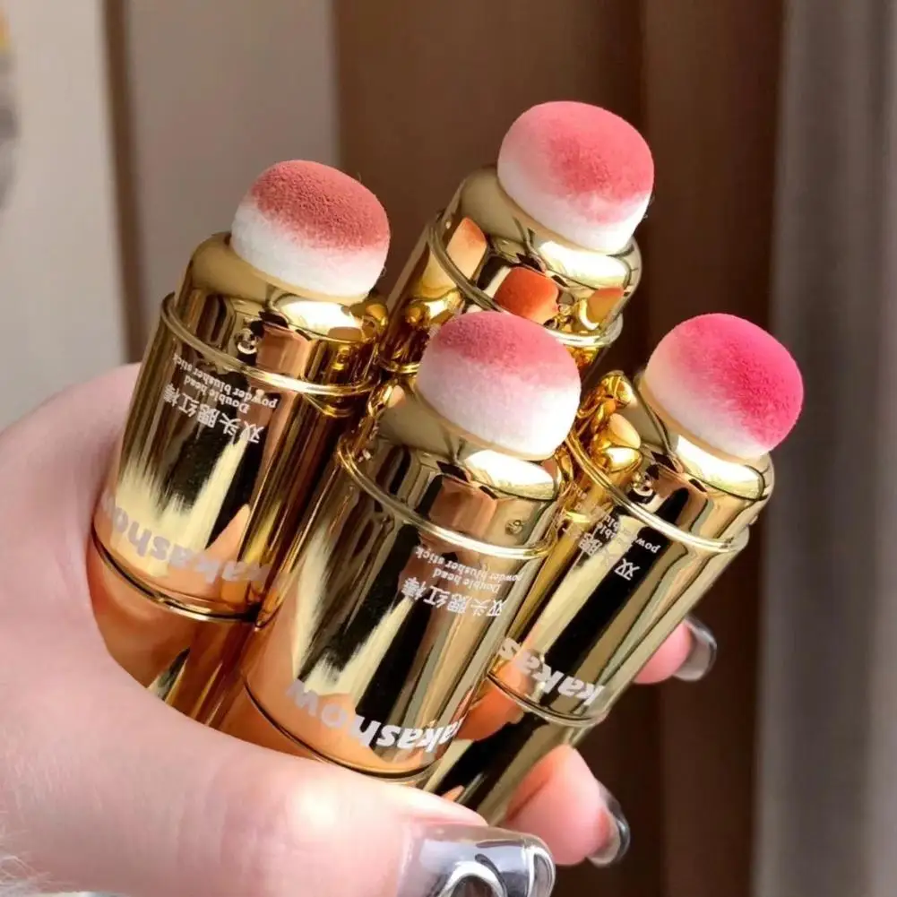 Korean Double-ended Blush Stick Pick 0.5cm Ultra-thin Sponge Low Saturation Peach Pink Long Lasting Makeup Cosmetics