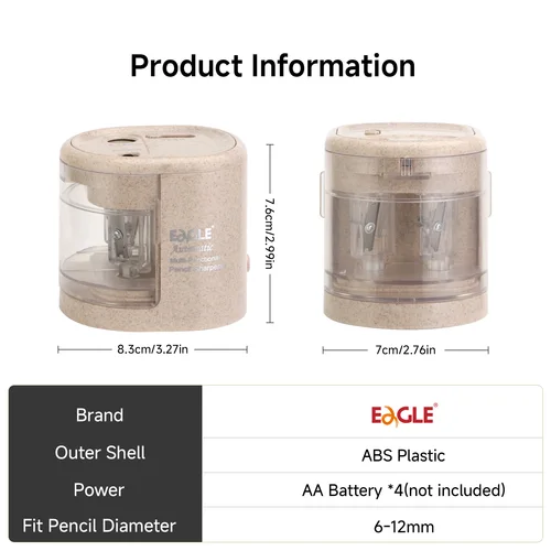 Imagen 2 del producto Sacapuntas Eléctrico Automático EAGLE, Afilado Rápido en 5 Segundos para Lápices de 6-12 mm de Todas las Formas, para el Hogar, la Escuela, la Oficina, el Atelié de Arte