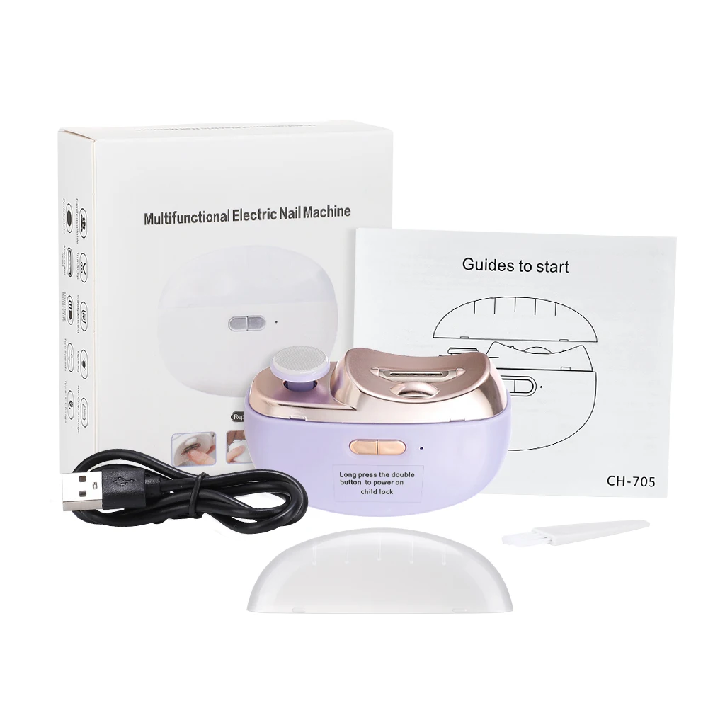 مقص أظافر كهربائي مع ضوء التلقائي أنيكير المتقلب الكبار الطفل أظافر تو مقص باديكير تلميع الأظافر القاطع #6