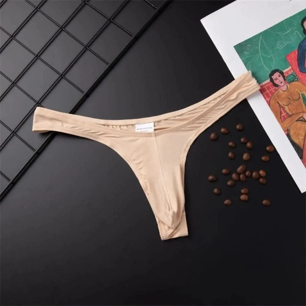 Soft Low Waist Men Thongs Thin Strap Solid Color Men's Panties Lingerie T-back Male Briefs Sports
