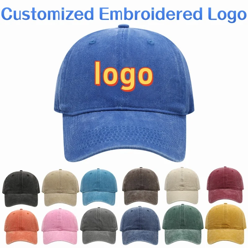 Customized Embroidered Logo Washed Retro Minimalist Baseball Caps Men's And Woman's Outdoor Fashion Versatile Duck Tongue Hats