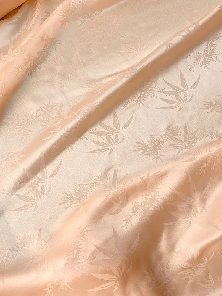 Silk Fabric Jacquard By Meter for Dress Pajamas Bedsheet Pants Shirt Diy Sewing Cloth Soft Breathable Smooth Bamboo Leaf Texture