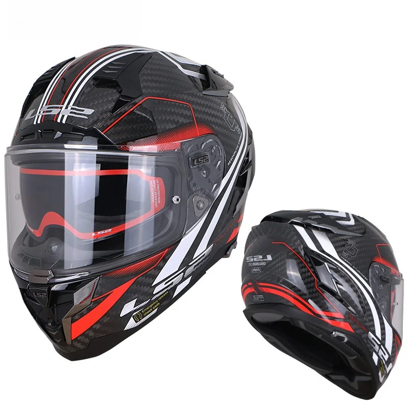 LS2 Motorcycle Fiberglass Helmet with Dual Visors for Anti-Fog and All-Season Use ls2 motorcycle helmet