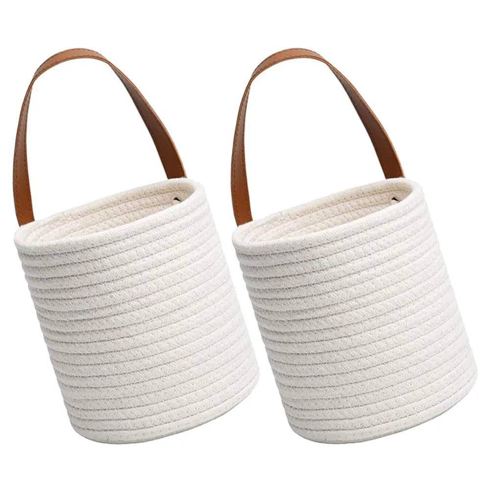 

2pcs Wall Hanging Storage Baskets Cotton Basket for Home Office Plant Pot Kitchen Sundries Fruit Vegetable Flowers Holder