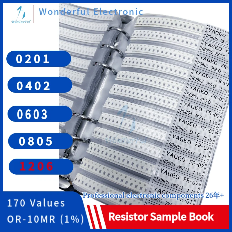 

Набор резисторов, сборник образцов SMD 1206, набор ассортимента резисторов с чипом 0603, 0805, 0402 детской, SMT 02011%, значения 0R-10M, сборник образцов Smd