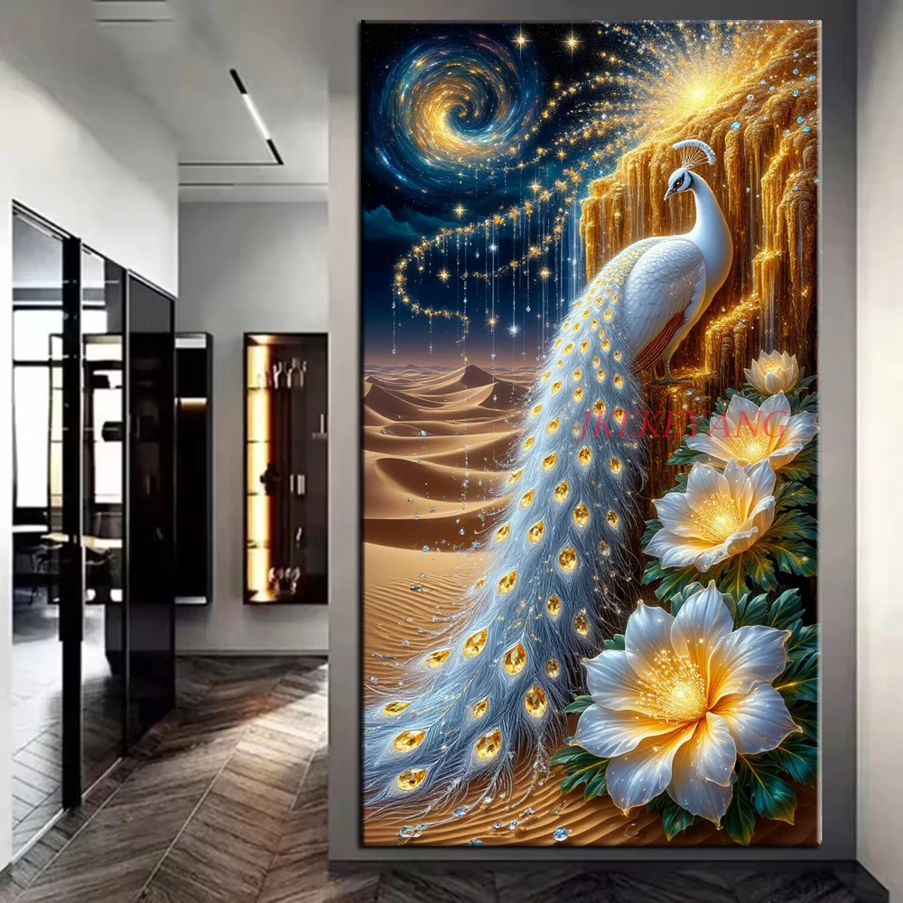 

Beautiful Peacock and Flowers Picture DIY Diamond Painting Cross Stitch Full Drills Diamond Mosaic New Collection Home Decor