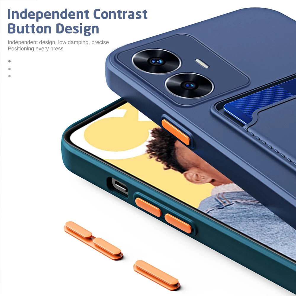 فتحة بطاقة محفظة حامل غطاء ل Realme C55 5G حافظة كاندي اللون كاميرا حماية سيليكون لينة الغطاء الخلفي على RealmeC55 C 55 C33