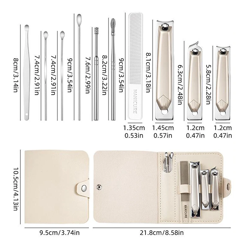 [TW] Set di pedicure per tagliaunghie in acciaio al carbonio da 10 pezzi per manicure per unghie dei piedi, kit di strumenti di bellezza professionali