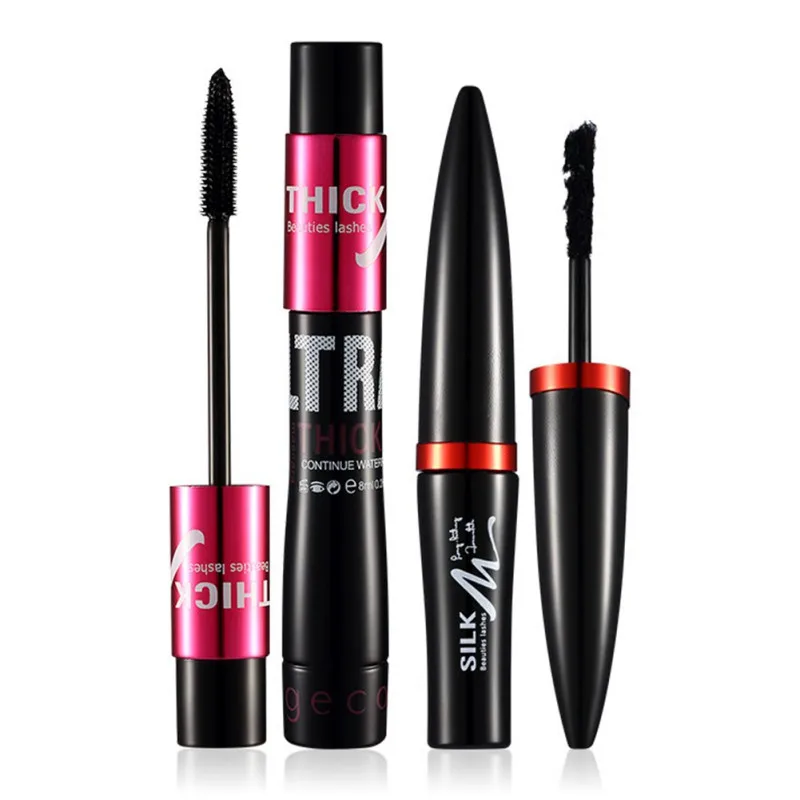 Mascara noir et fibre de greffage de cils, kit optique de maquillage, allongement des yeux, cosmétique, lisse, 2 pièces/ensemble