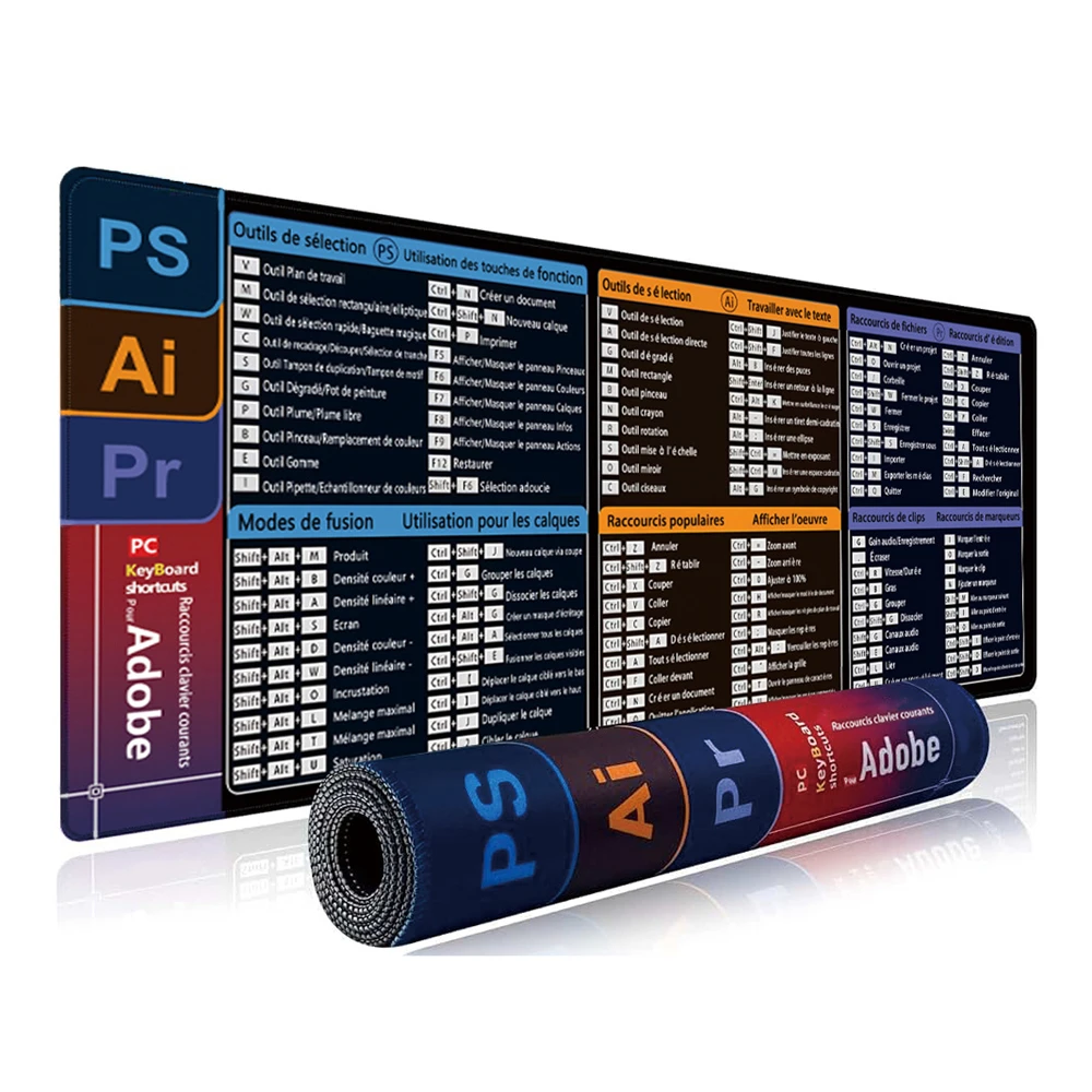 Mouse Pad Grande Con Scorciatoie Excel – Tappetino Scrivania Con Tasti Rapidi, Nero