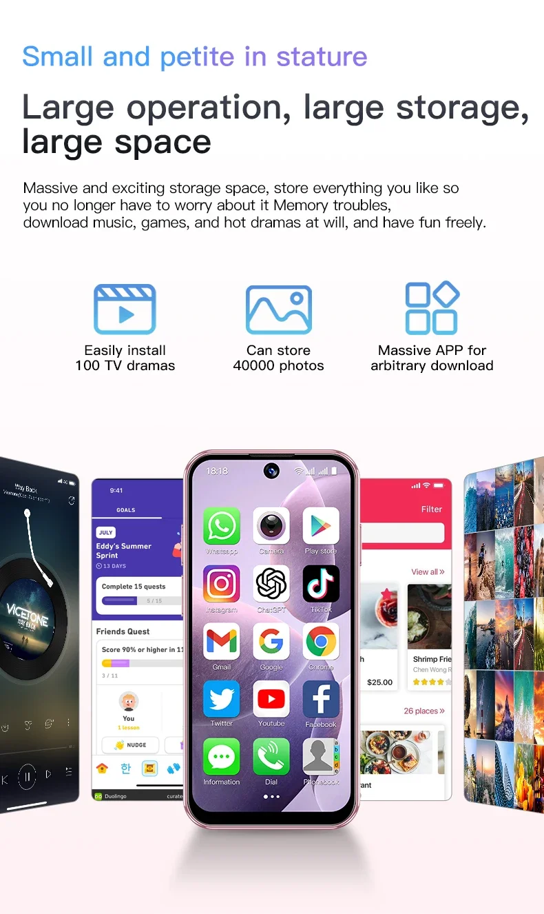 SOYES XS19 Mini Smartphone 3G Android 10.0 Dual SIM Standby 3.88‘’ HD 2GB+16GB 2000mAh Mobile Phone Type-C Cellphone Face Unlock