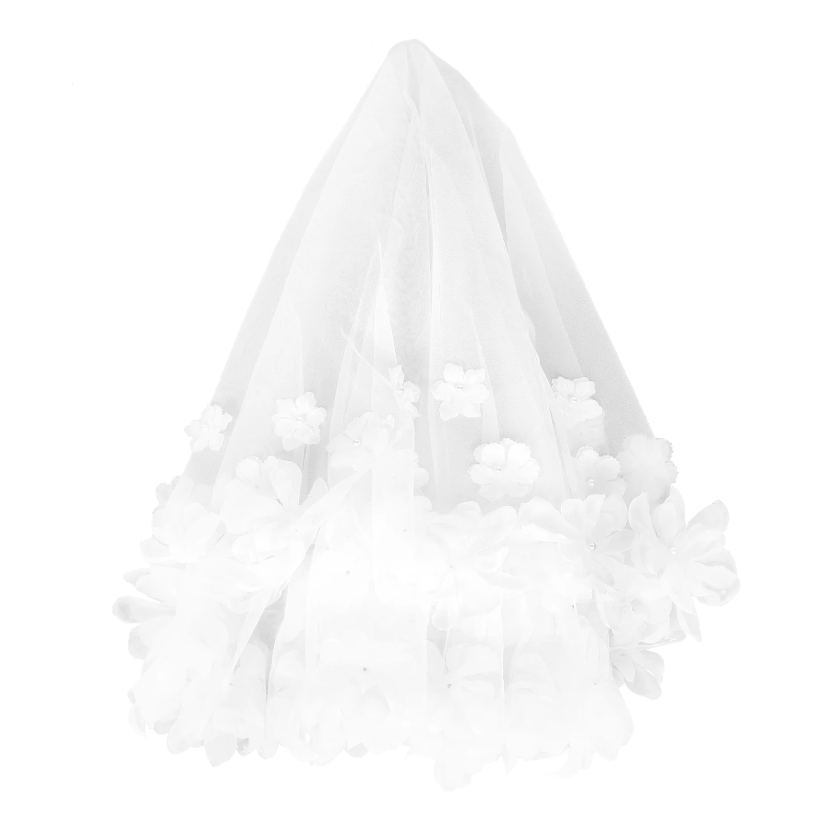 

Свадебный головной убор с цветочным принтом, белая сетка, вуаль длиной до плеч, свадебные аксессуары для волос для невесты, белая сетчатая вуаль, свадебные головные уборы