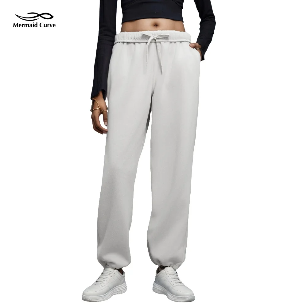 

Casual Women's Clothes Plush autumn winter Drawstring belt loose sports Pants Scuba Mid-Rise Oversized Jogger sweatpantscorduroy
