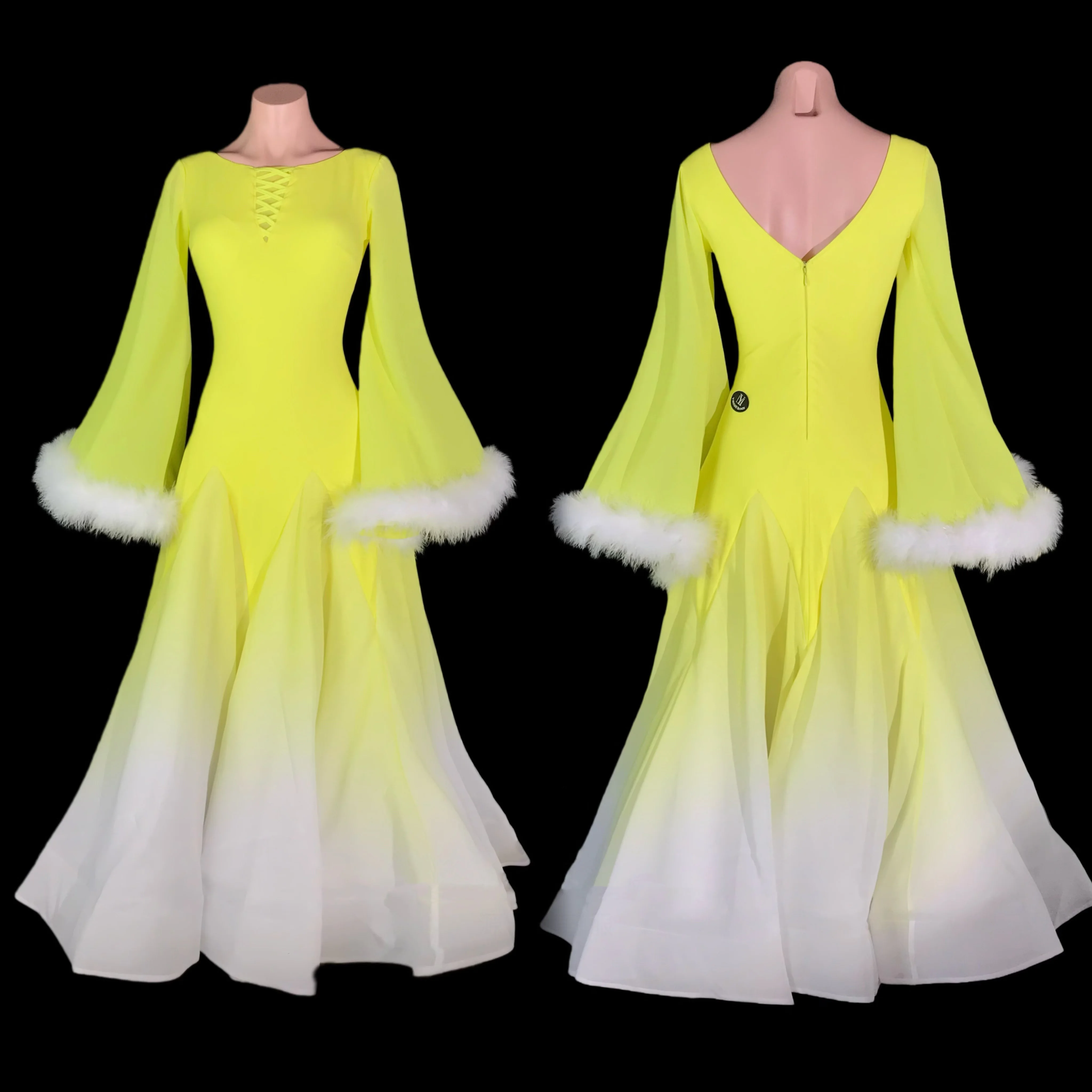 Vestido de baile latino AB Stone para mujer, adulto, niños, de gama alta, personalizado, moderno, ganso, amarillo, negro, piscina, Samba