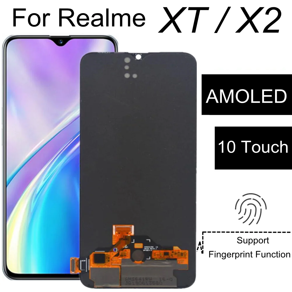

6,4 AMOLED для Realme XT X2 EMX1991 RMX1921 ЖК-дисплей, сменный преобразователь сенсорного экрана в сборе