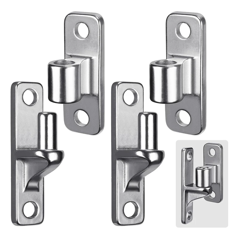 ABRU-Stainless Steel Gate Hinges, 2Set Wall Mount Gate Hinges For Farm Gates, With Non-Welding Chain Link Fence Parts 5/8Inch