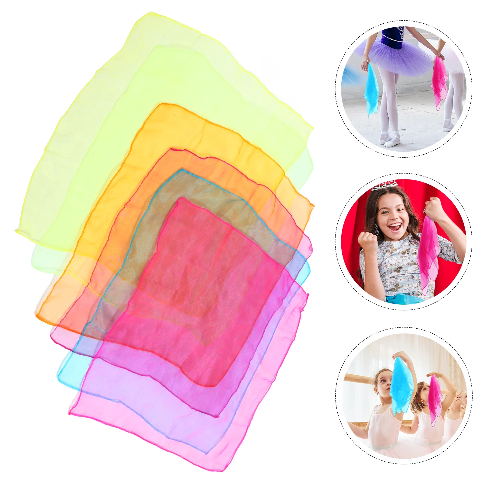 12 pezzi Sciarpe da giocoleria da ballo per bambini Sciarpe quadrate multicolori Accessori da ballo Decorazione da viaggio per l'apprendimento della musica in età prescolare