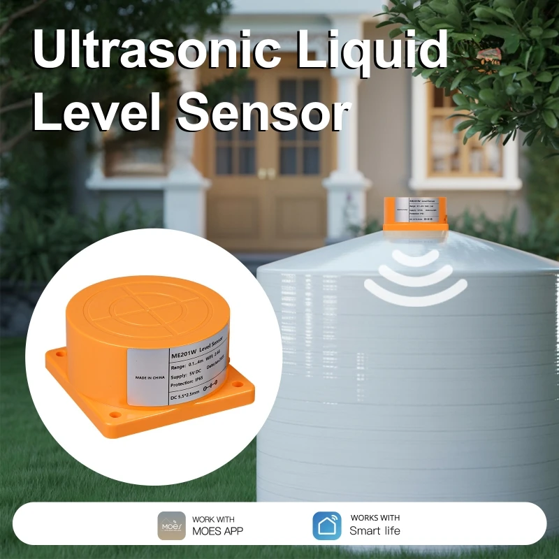 WiFi/ZigBee Ultrasonic Water Level Detector - Smart Tank Monitor with Real-Time Alarms, Tuya APP Remote Control